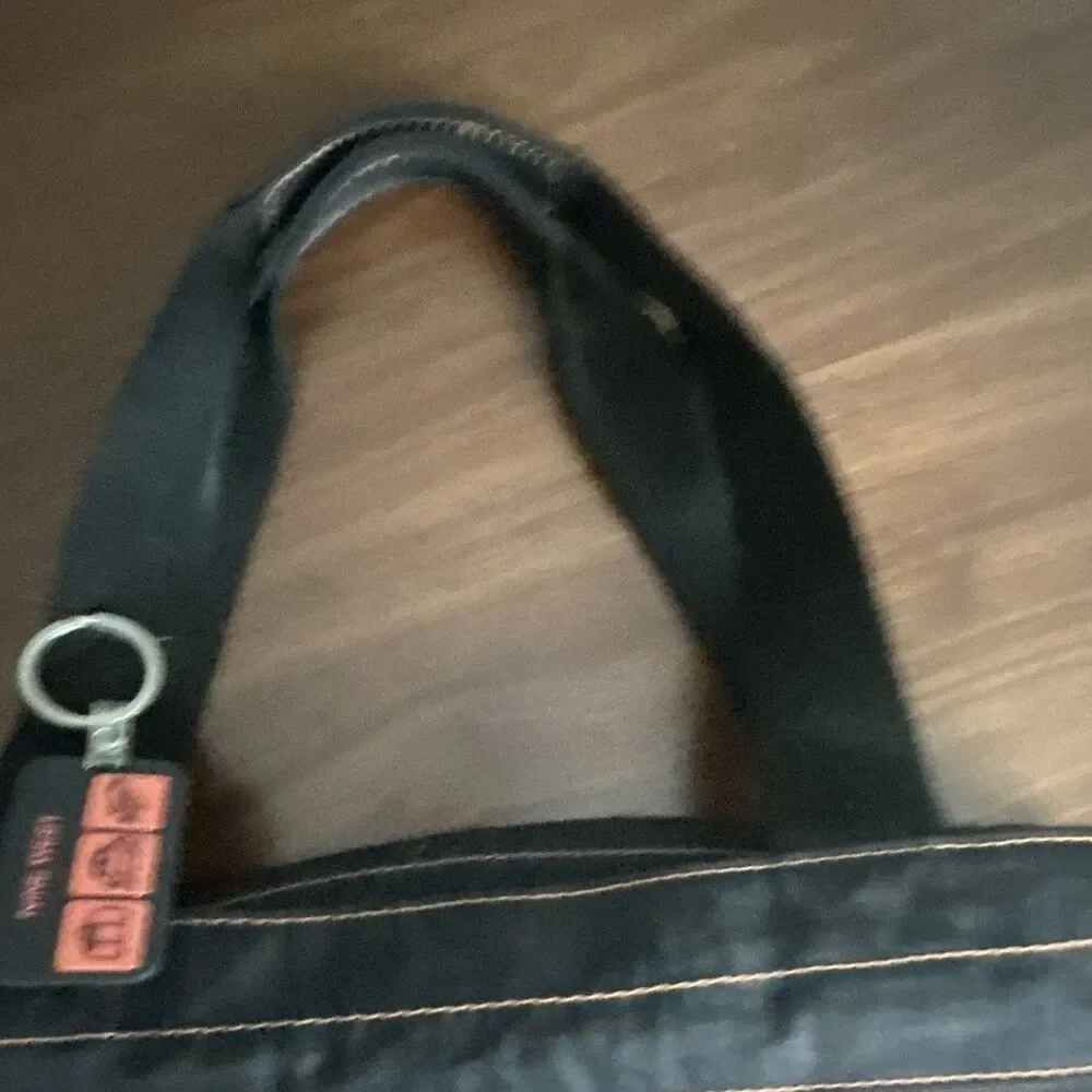 Nine West Black Satchel Top Handle Bag Orange Lining Zip Snap New with Tag
